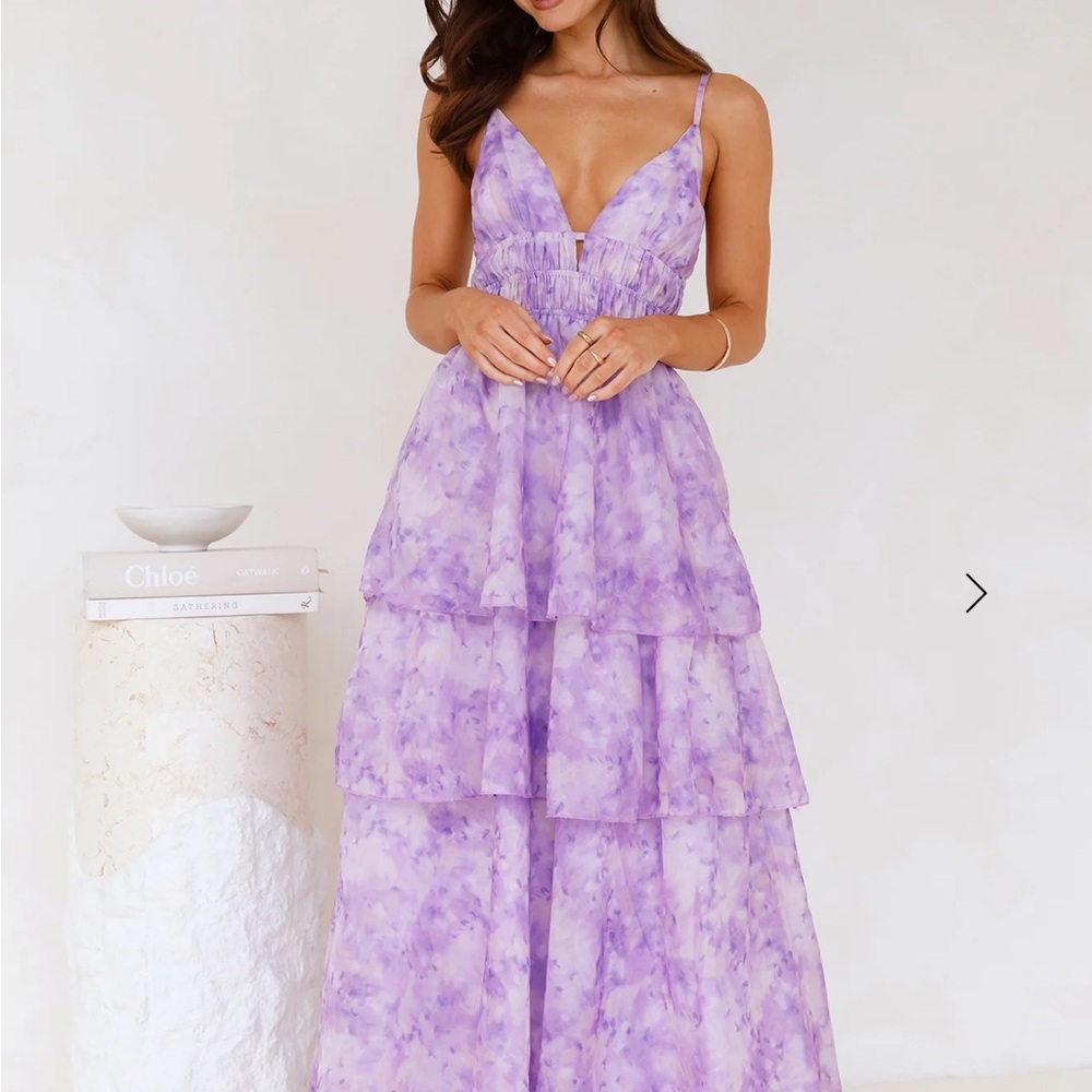Hello Molly Lavender Tiered Maxi Dress